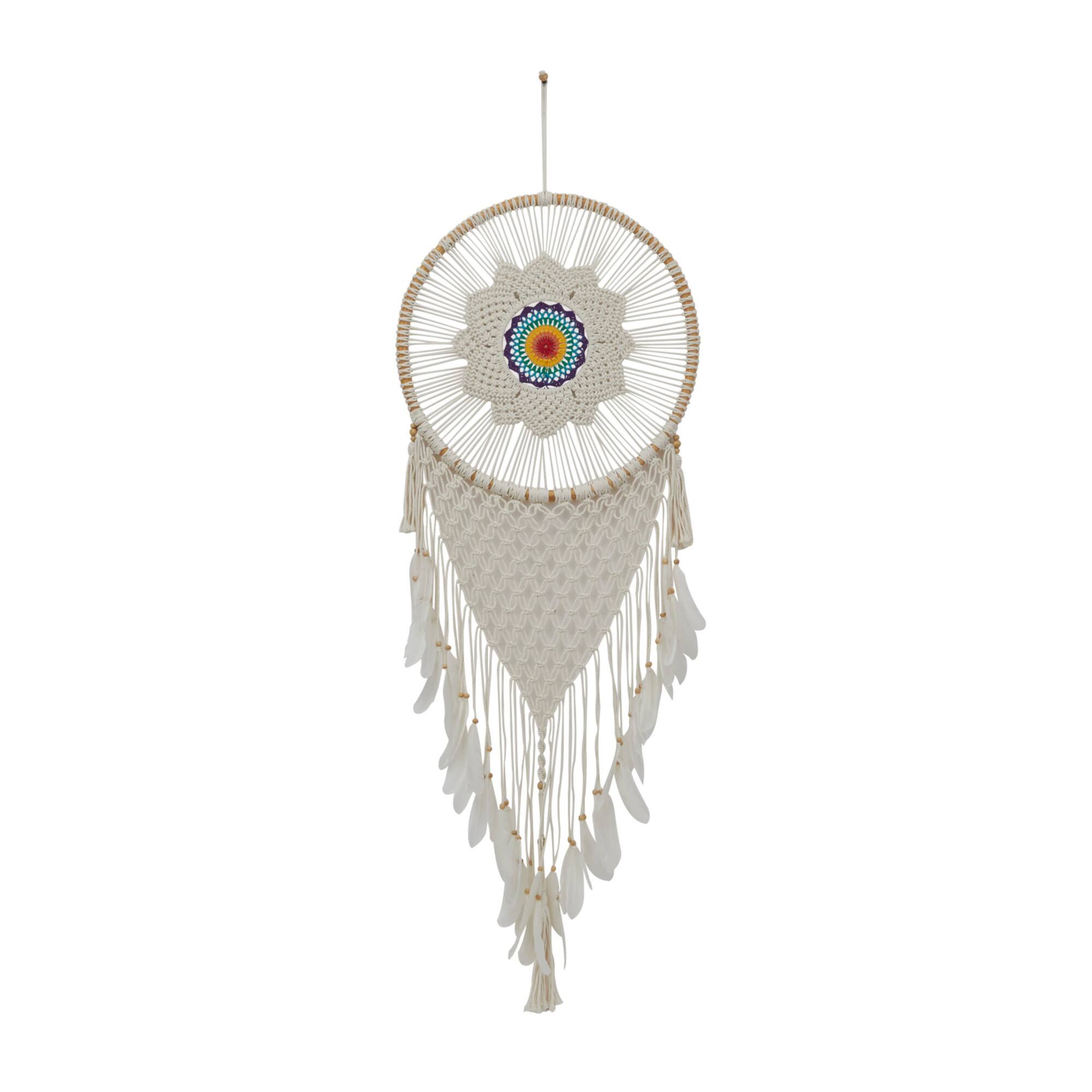 White Cotton Bohemian Dreamcatcher Wall Decor, 21" x 1" x 63"